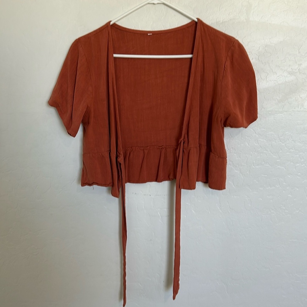 Dark Orange Ruffle Top Size Large